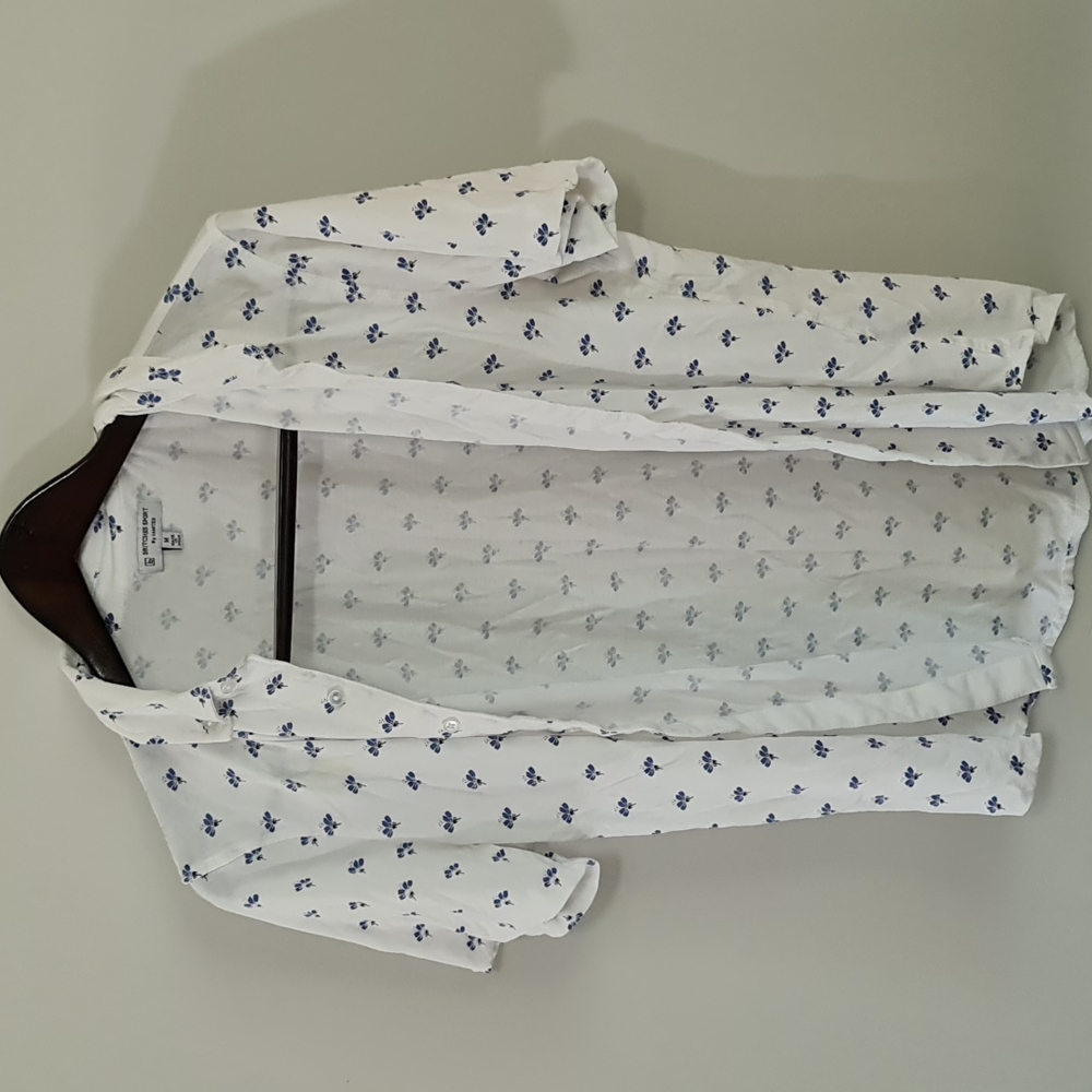 Men's medium white button-up with flowers